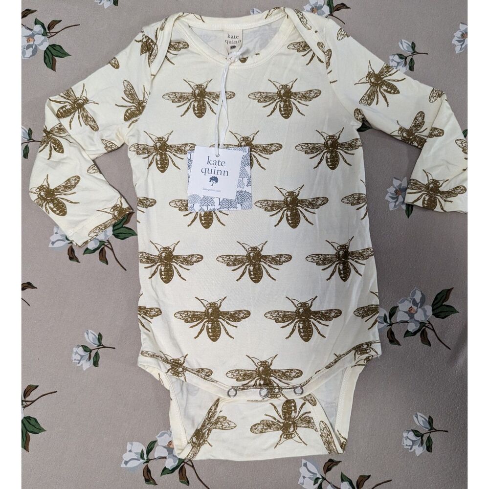 NWT Kate Quinn LS Bamboo Bees Bodysuit size 12-18 Months